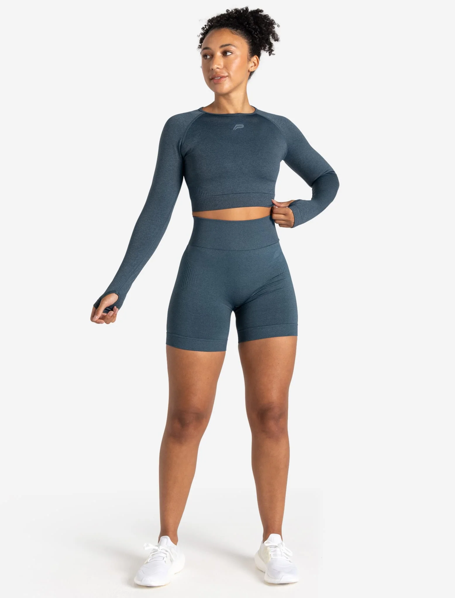 ADAPT 2.0 Seamless Crop Top - Petrol Blue - Image 5