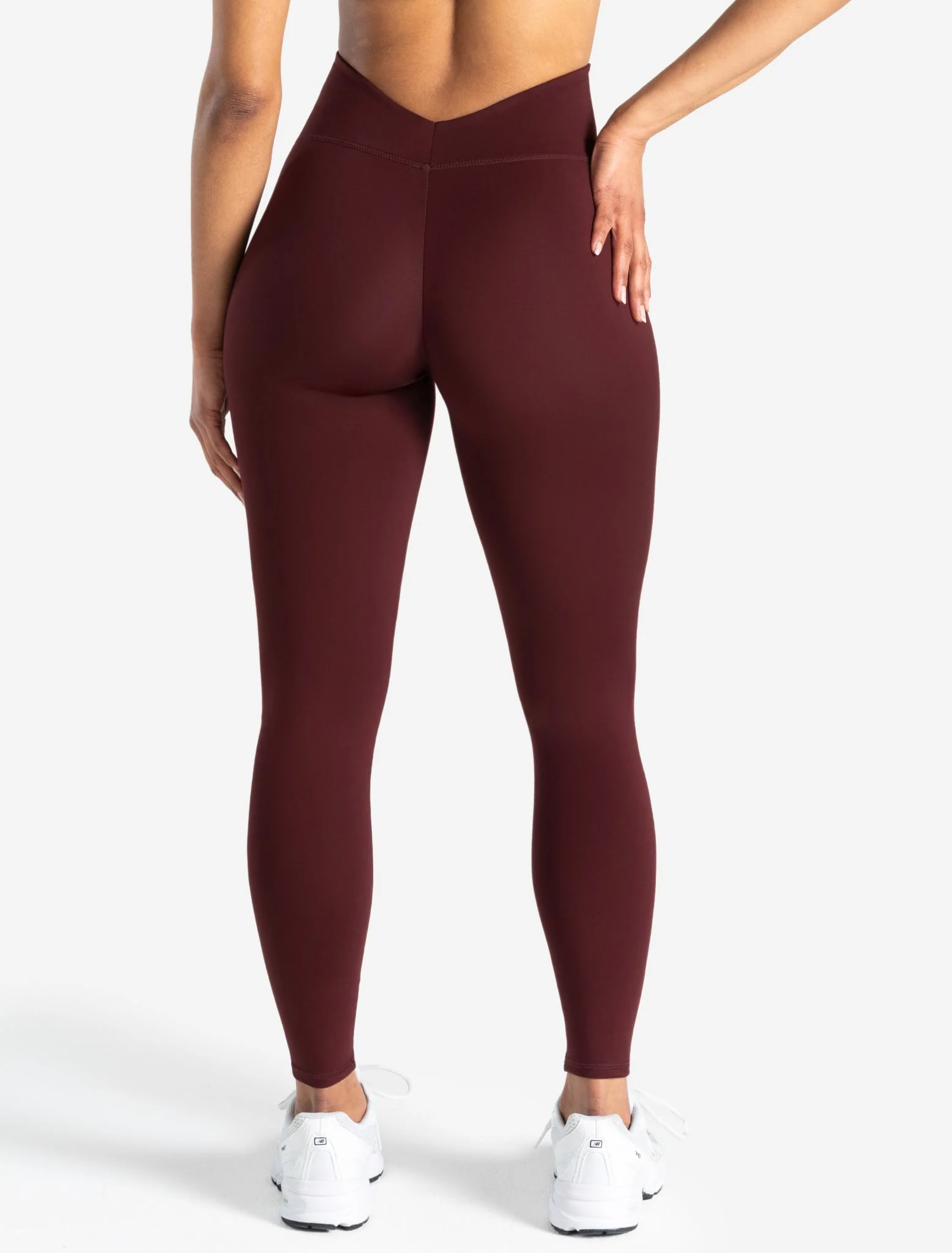 Allure Dipped Waist Leggings - Dark Burgundy