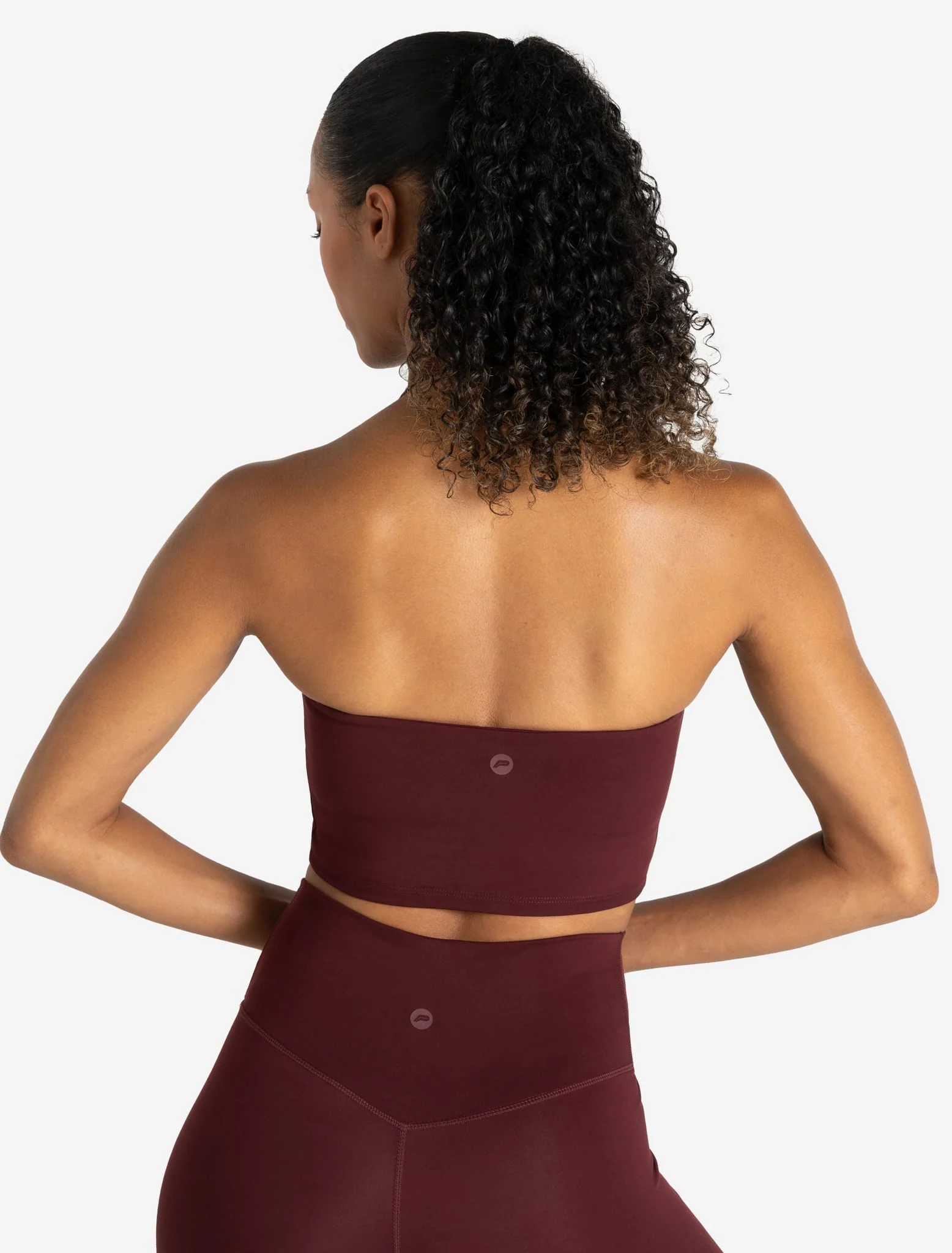 Allure Halter Built-in Bra Crop Top - Dark Burgundy - Image 2
