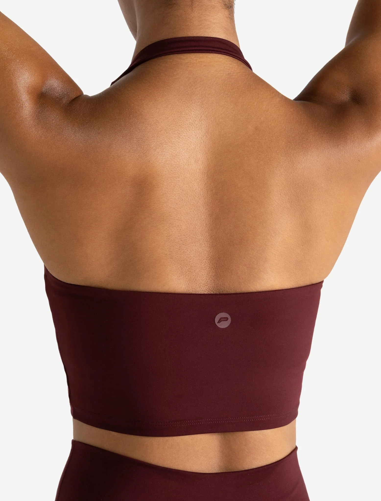 Allure Halter Built-in Bra Crop Top - Dark Burgundy - Image 6