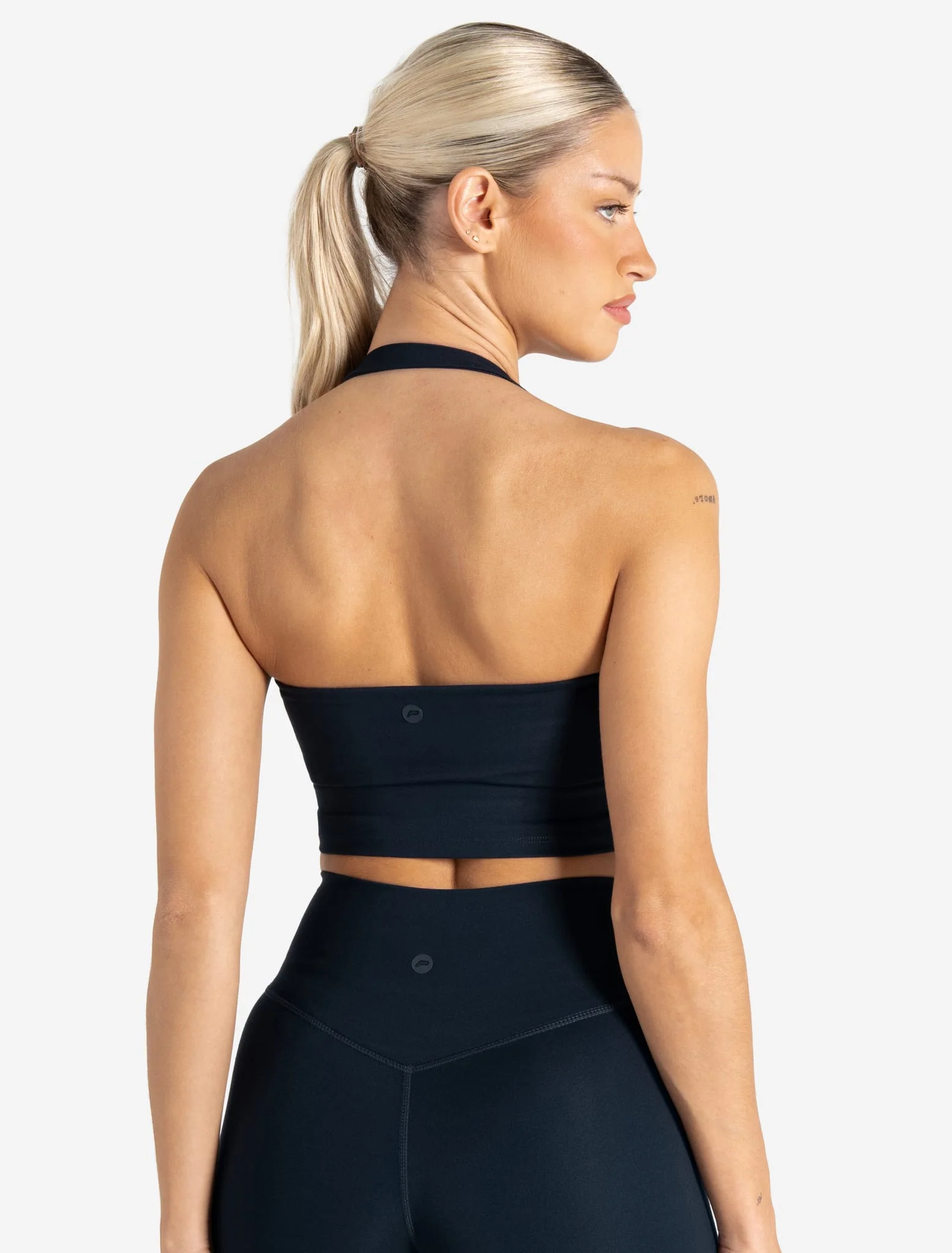 Allure Halter Built-in Bra Crop Top - Dark Navy - Image 2