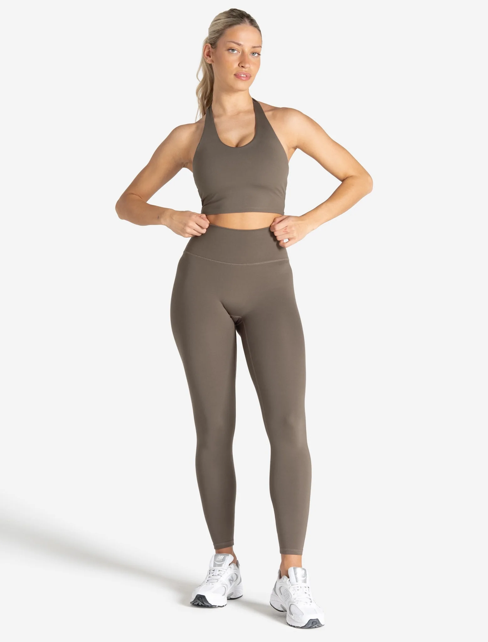 Allure Halter Built-in Bra Crop Top - Taupe - Image 4