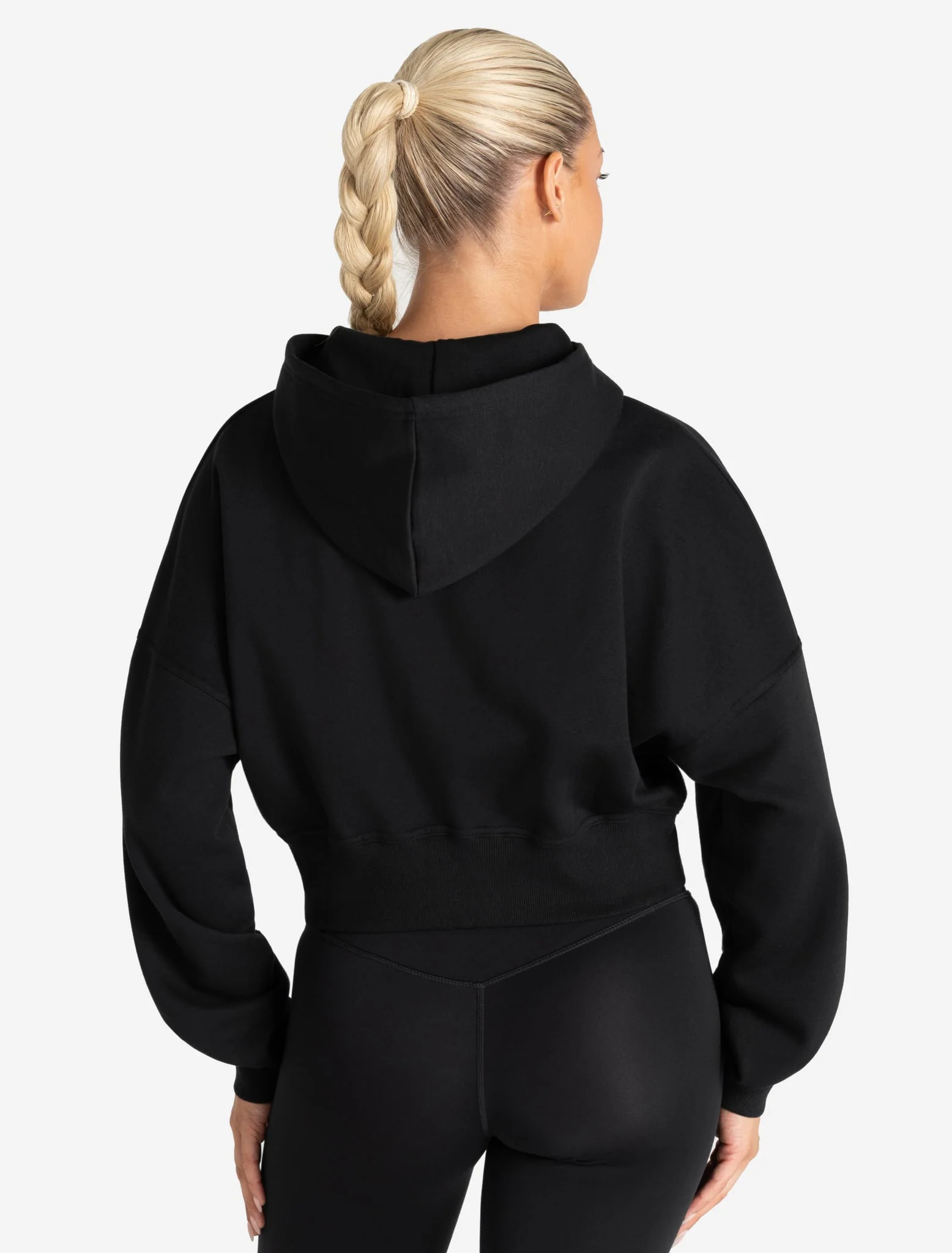 Core Crop Zip Hoodie - Black - Image 2