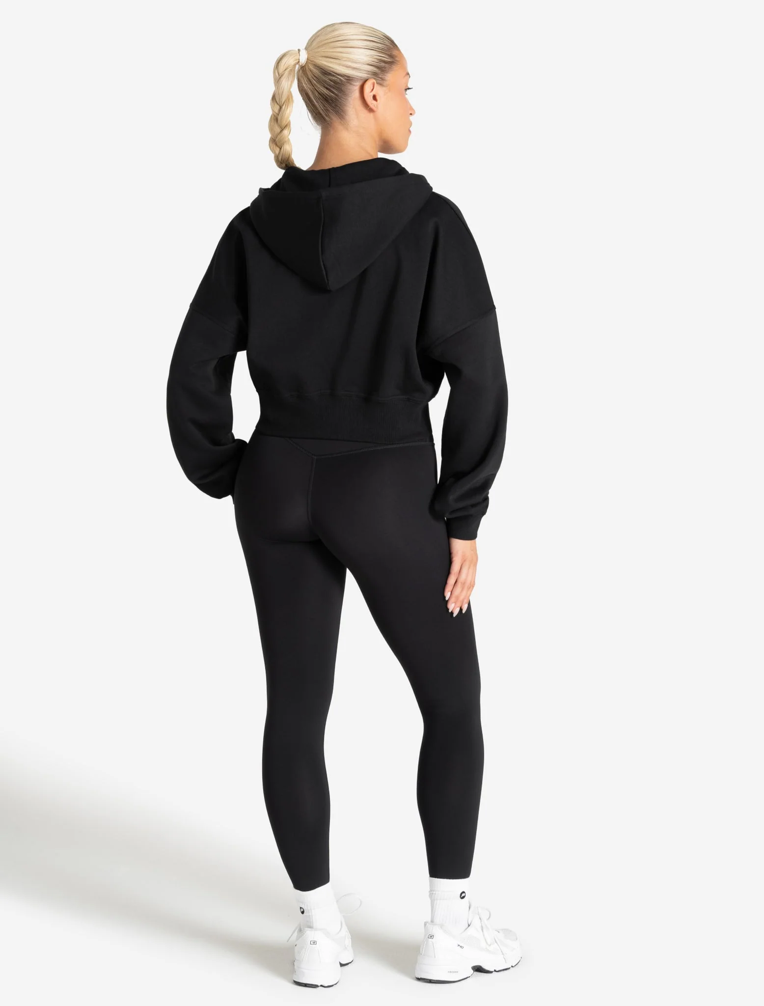 Core Crop Zip Hoodie - Black - Image 4