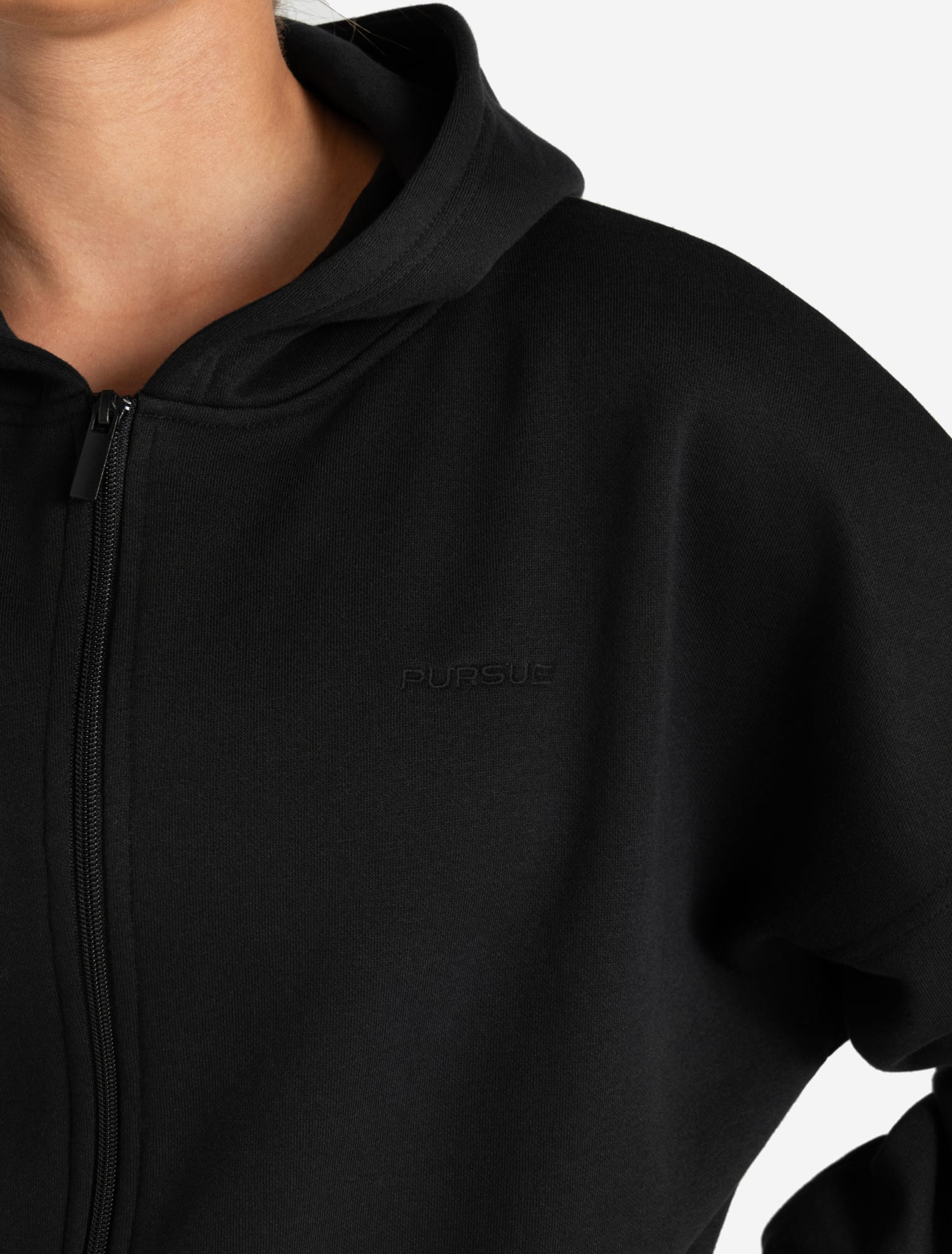 Core Crop Zip Hoodie - Black - Image 6