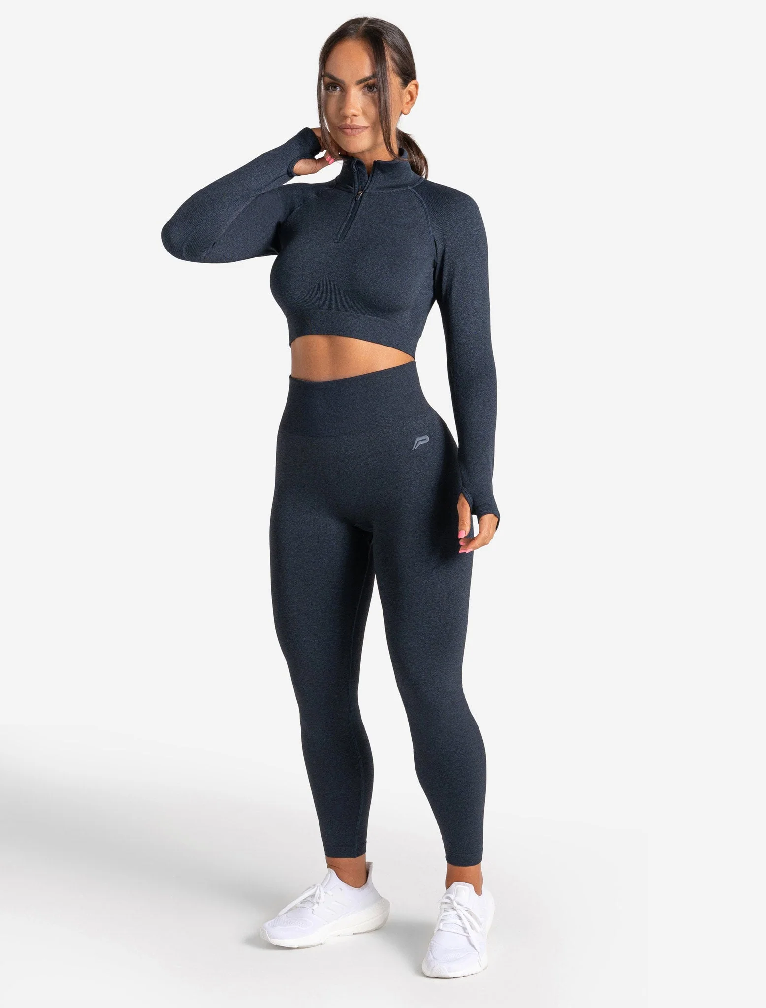 Core Seamless Crop 1/2 Zip - Navy Marl - Image 6