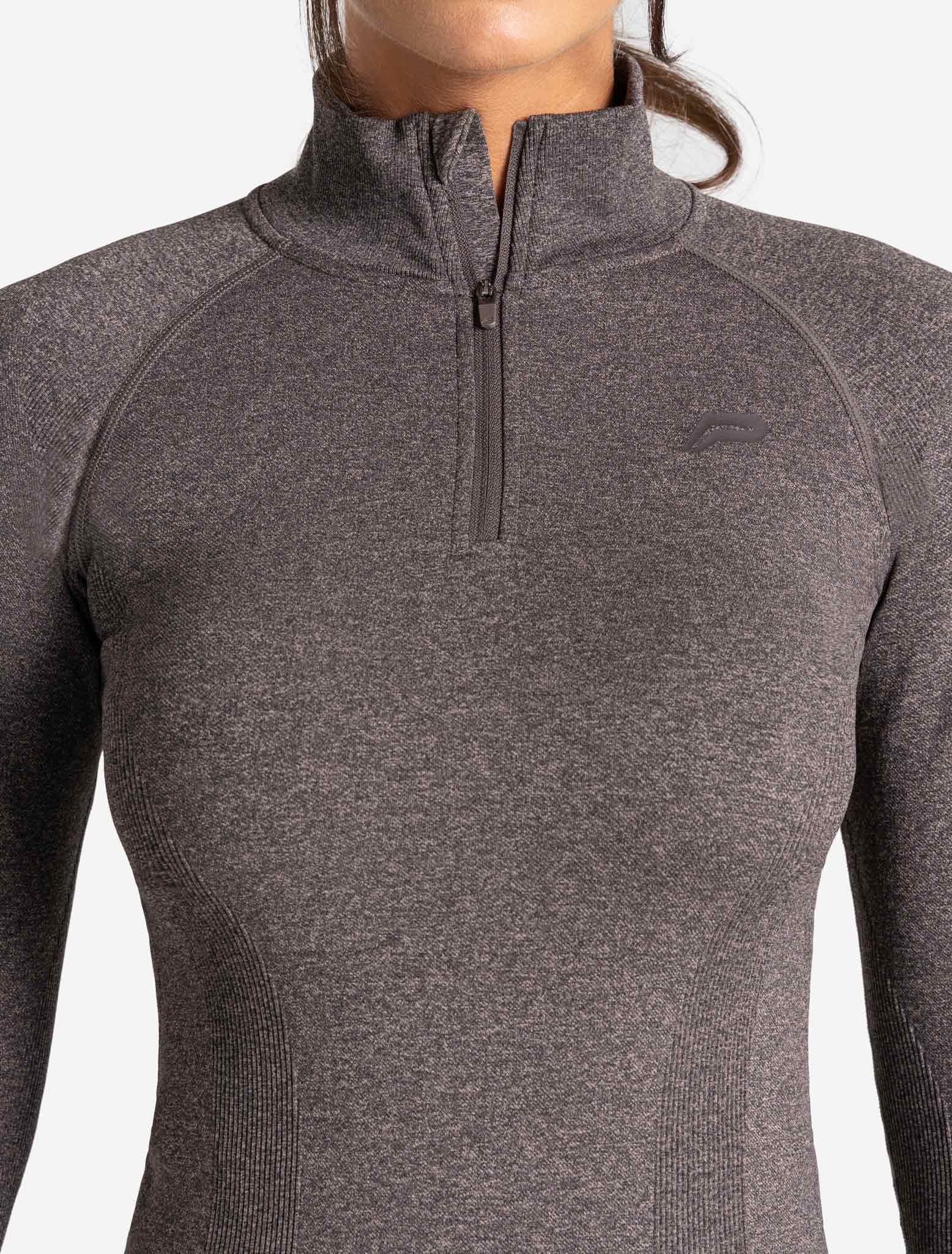 Core Seamless 1/4 Zip - Brown Marl - Image 3