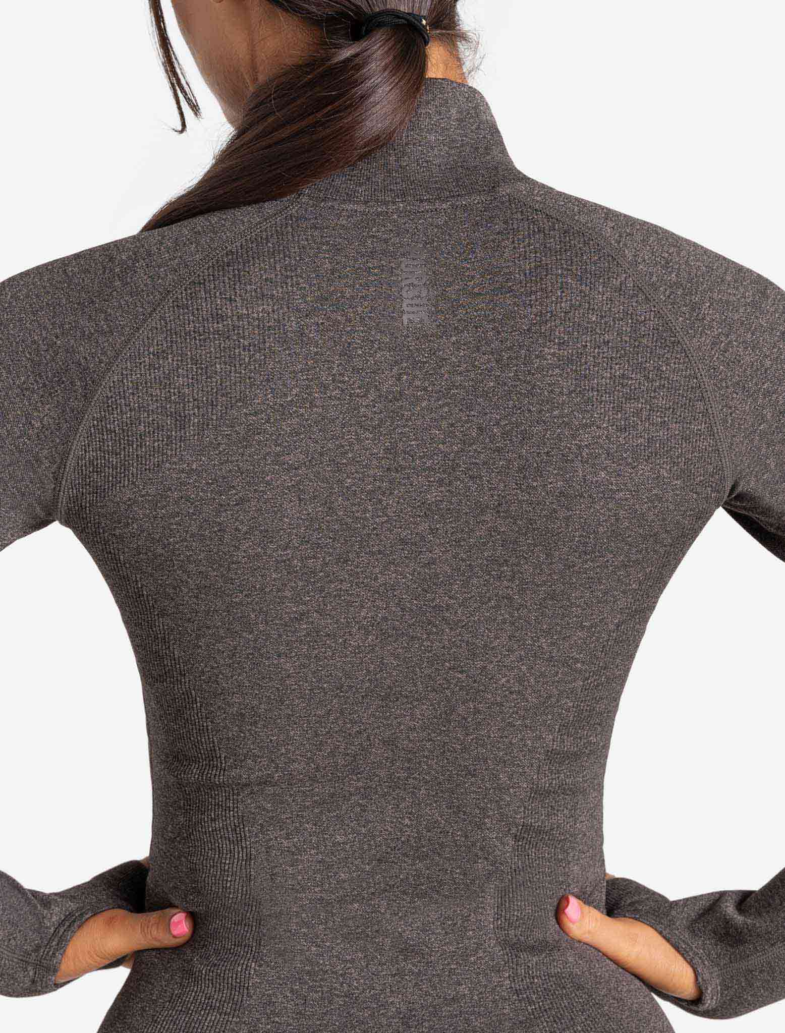 Core Seamless 1/4 Zip - Brown Marl - Image 4