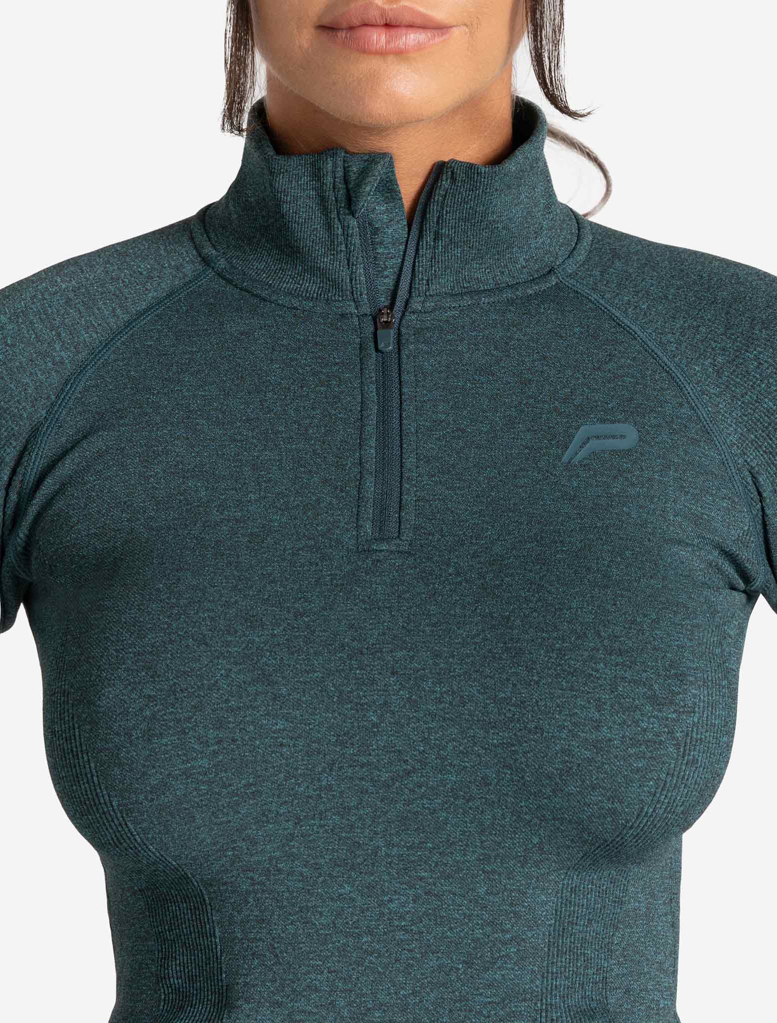 Core Seamless 1/4 Zip - Teal Marl - Image 4