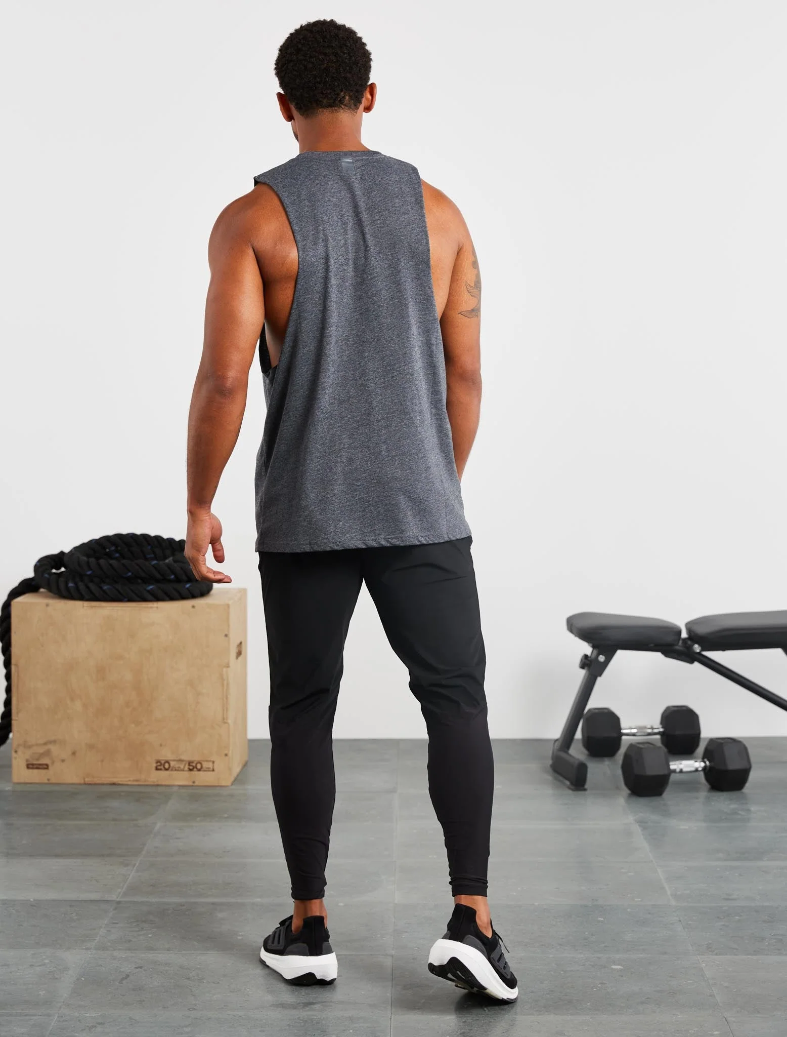 Graphic Drop Arm Tank - Charcoal Marl - Image 7