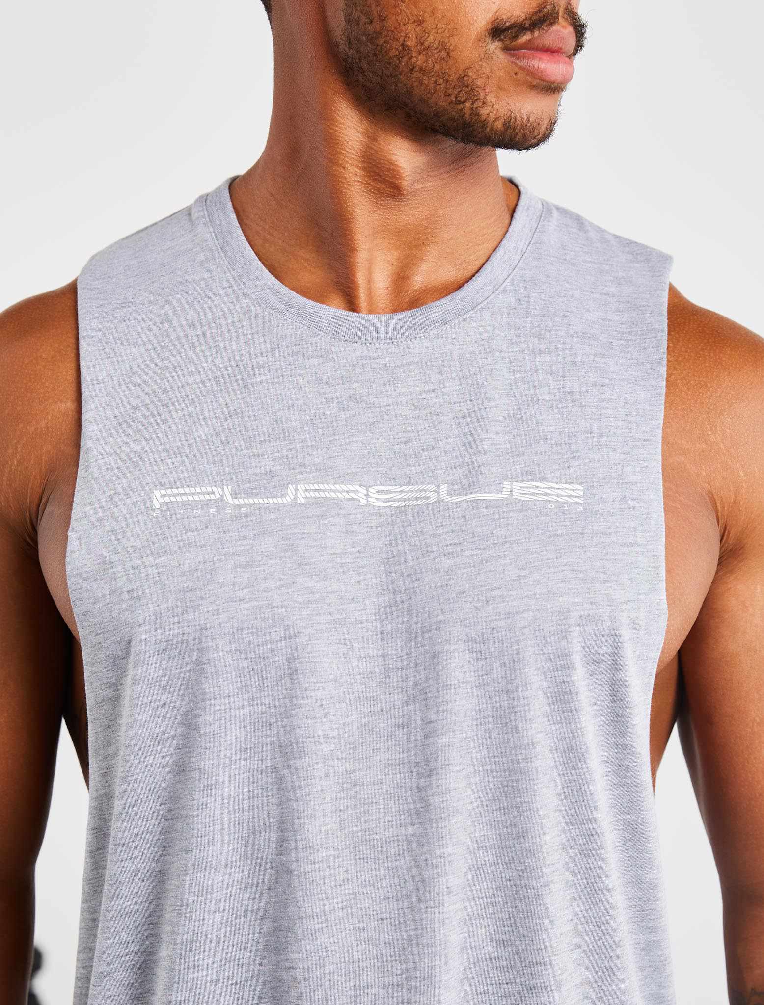 Graphic Drop Arm Tank - Grey Marl - Image 6