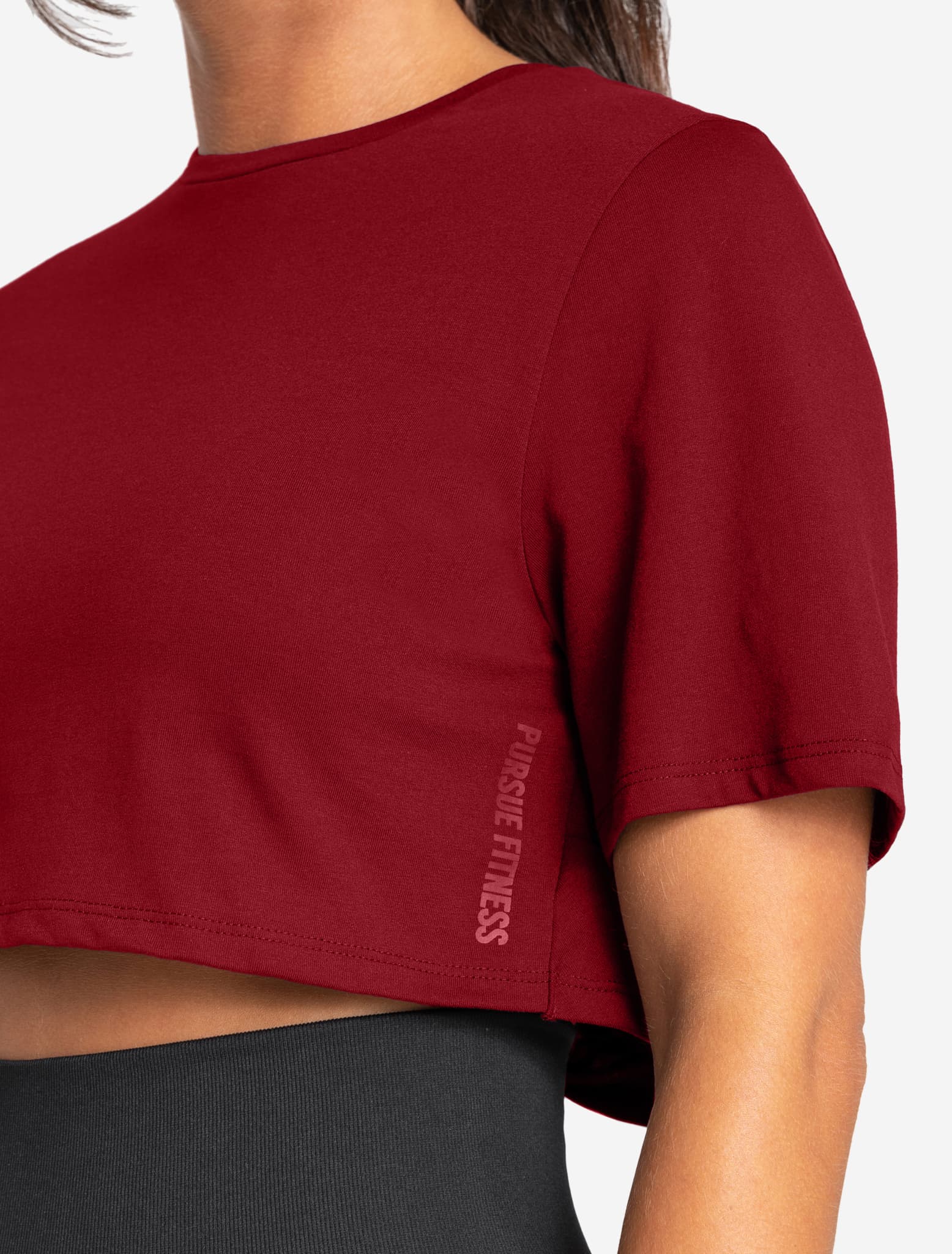 Knot Back Crop T-Shirt - Maroon - Image 3