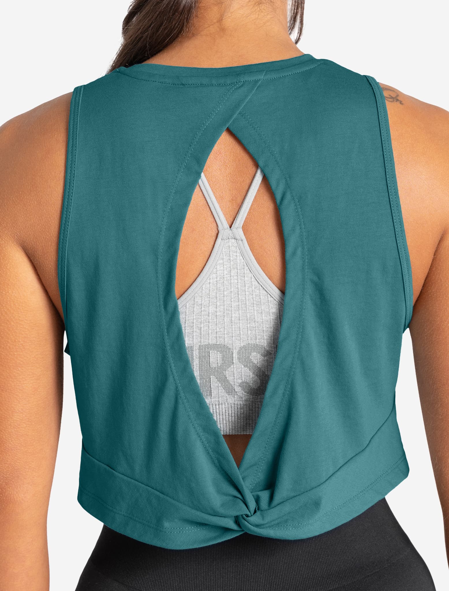 Knot Back Crop Tank - Moonstone Blue - Image 4