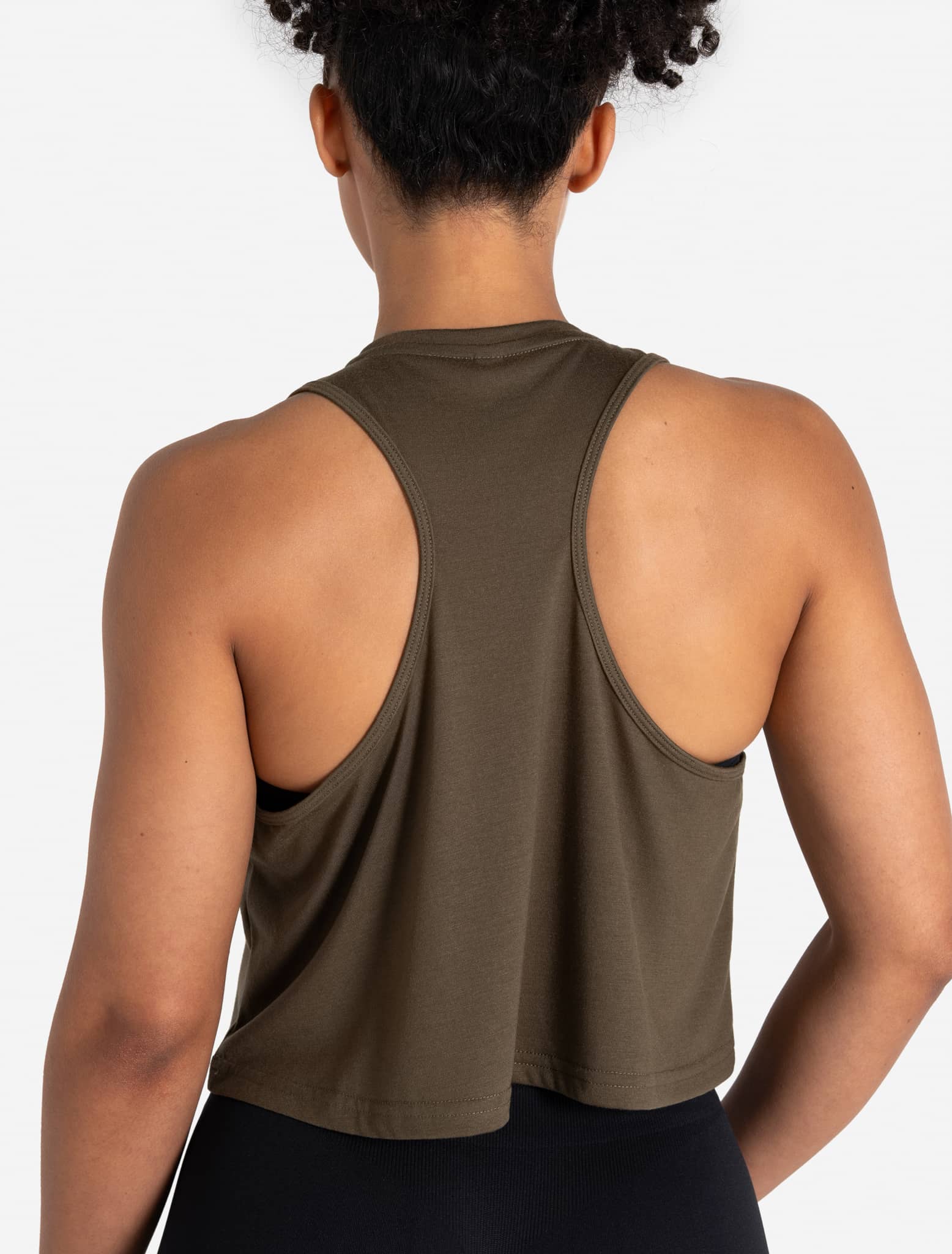 Lightweight Crop Gym Tank - Olive - Image 3