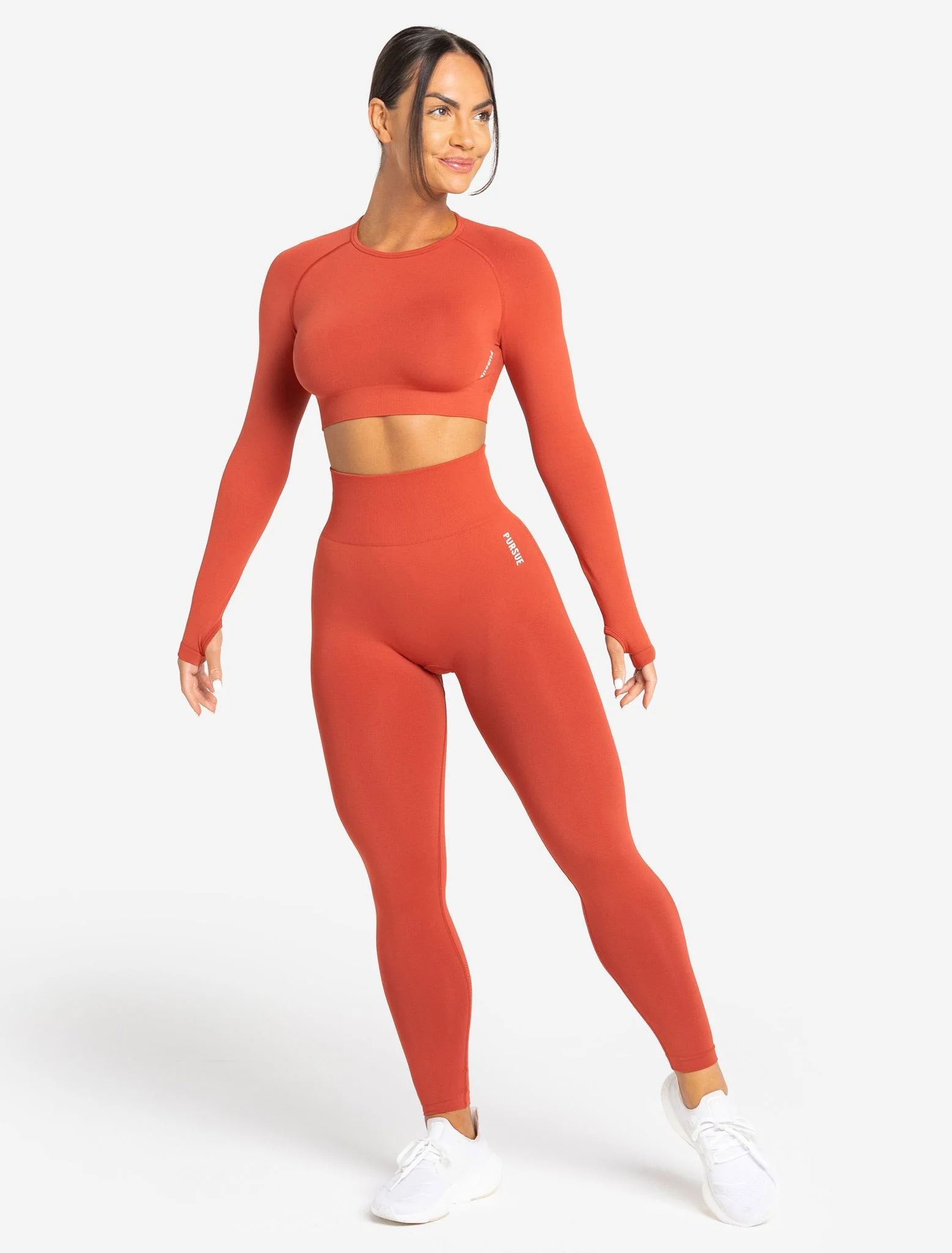Move Seamless Long Sleeve Crop Top - Burnt Red - Image 8