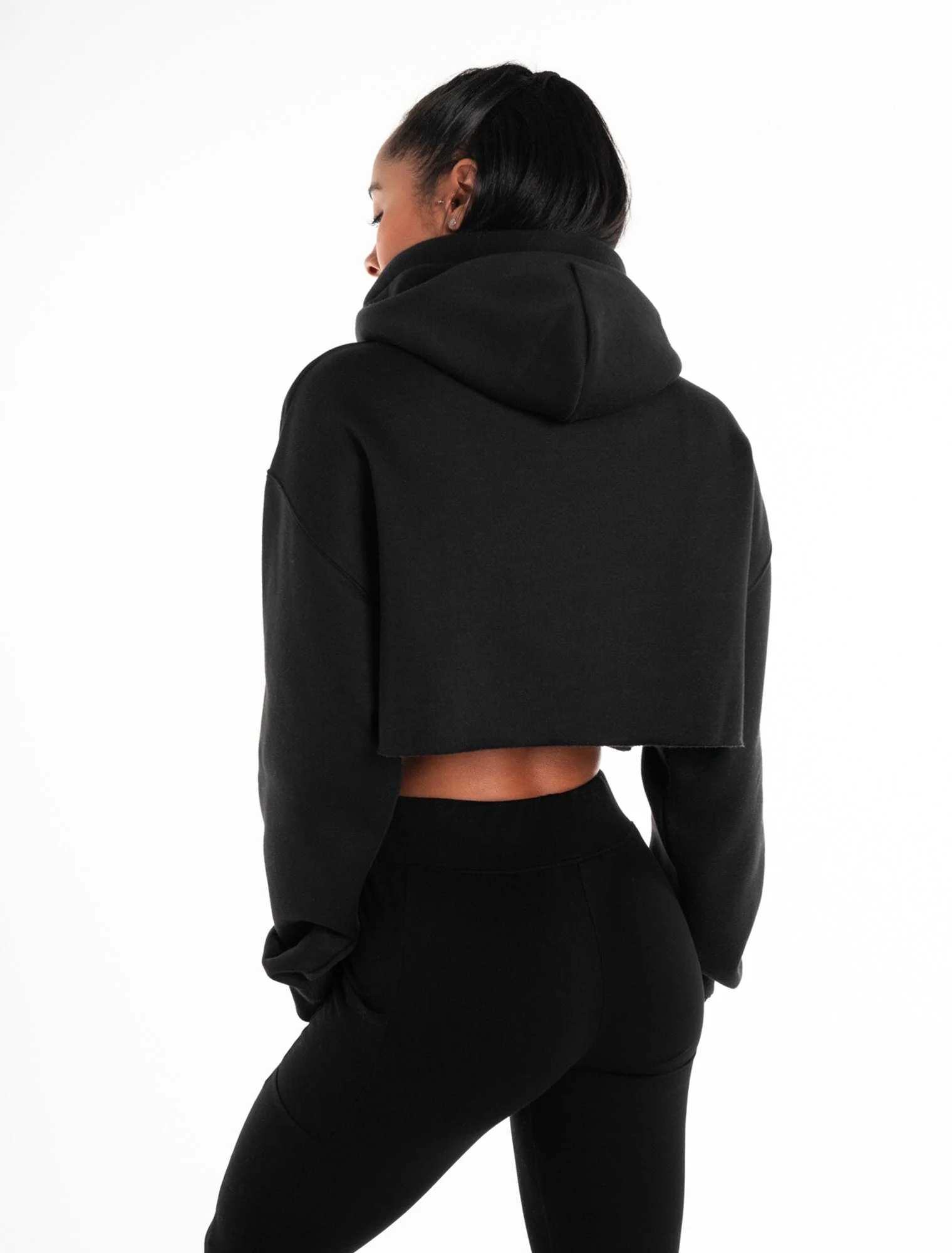 Oversized Crop Hoodie - Blackout - Image 4