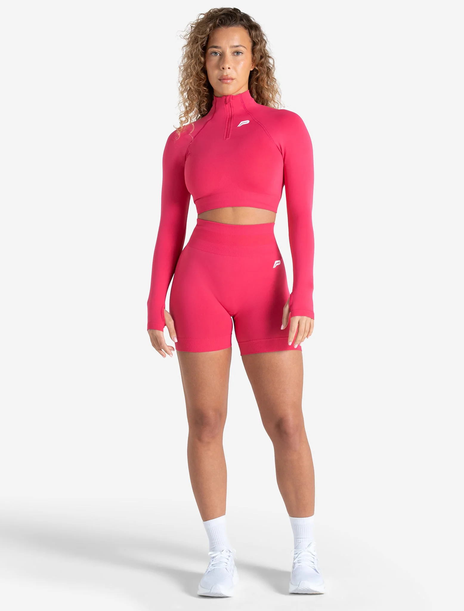 Scrunch Seamless Crop 1/2 Zip - Bubblegum Pink - Image 5