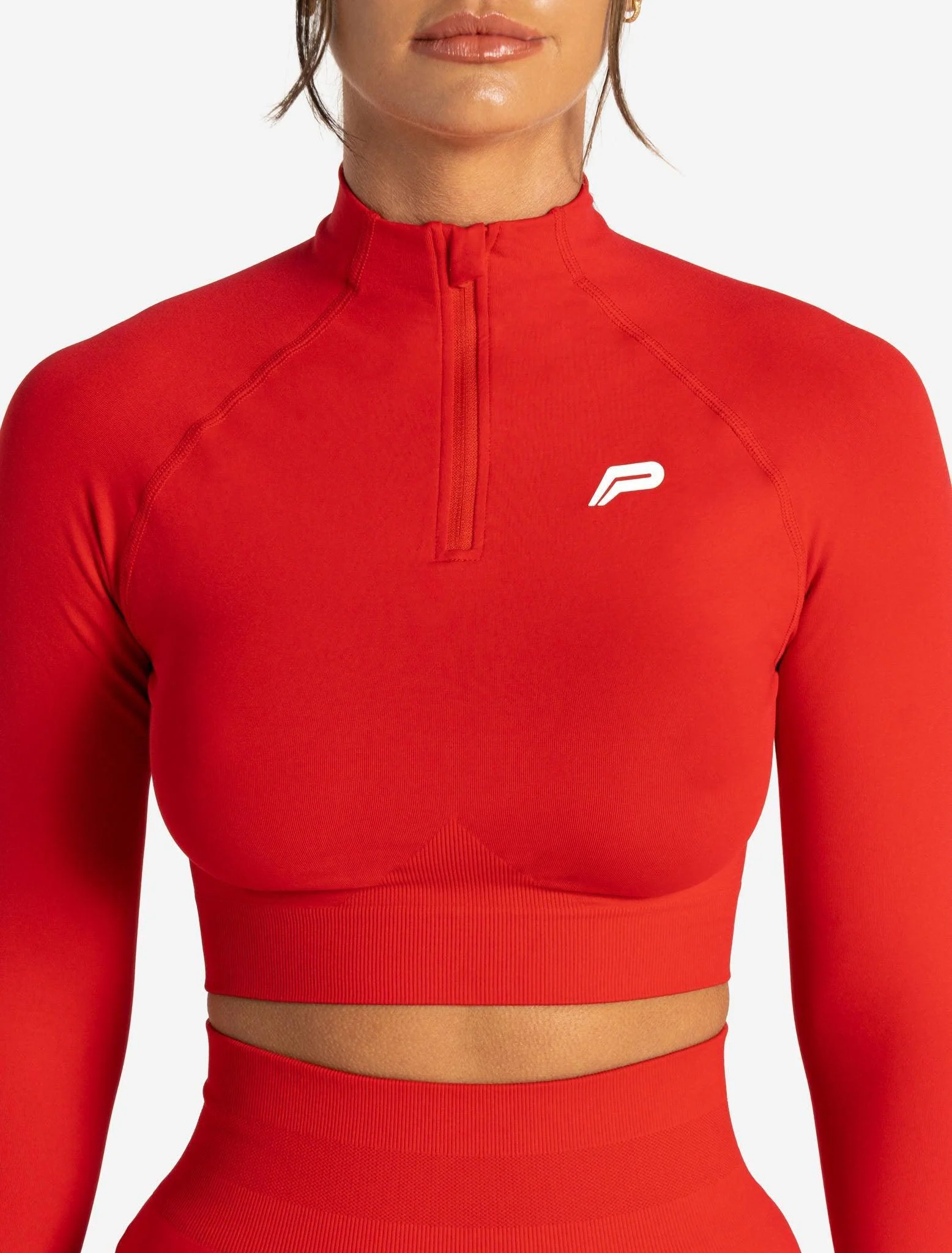 Scrunch Seamless Crop 1/2 Zip - Candy Red - Image 5