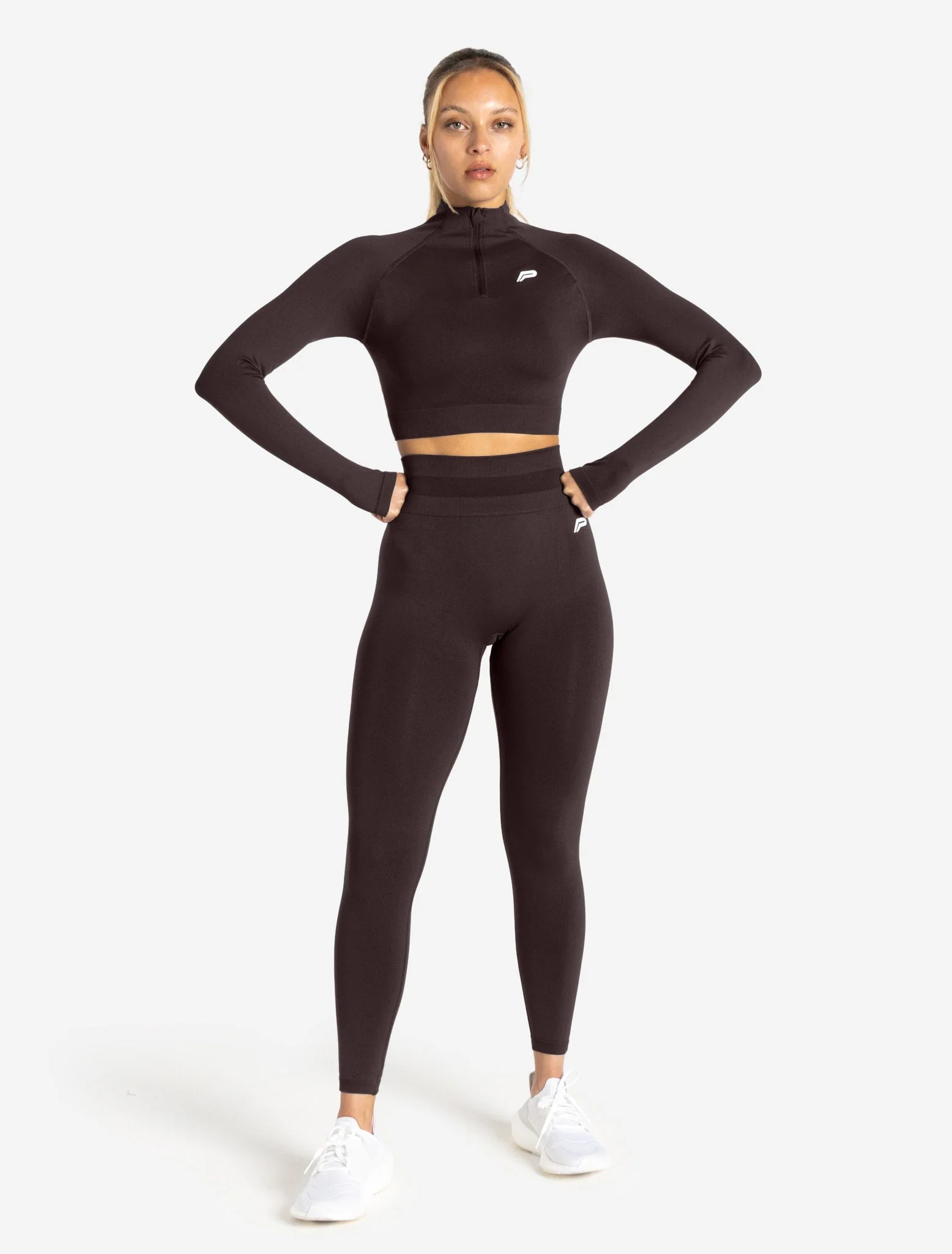Scrunch Seamless Crop 1/2 Zip - Chocolate Plum - Image 6