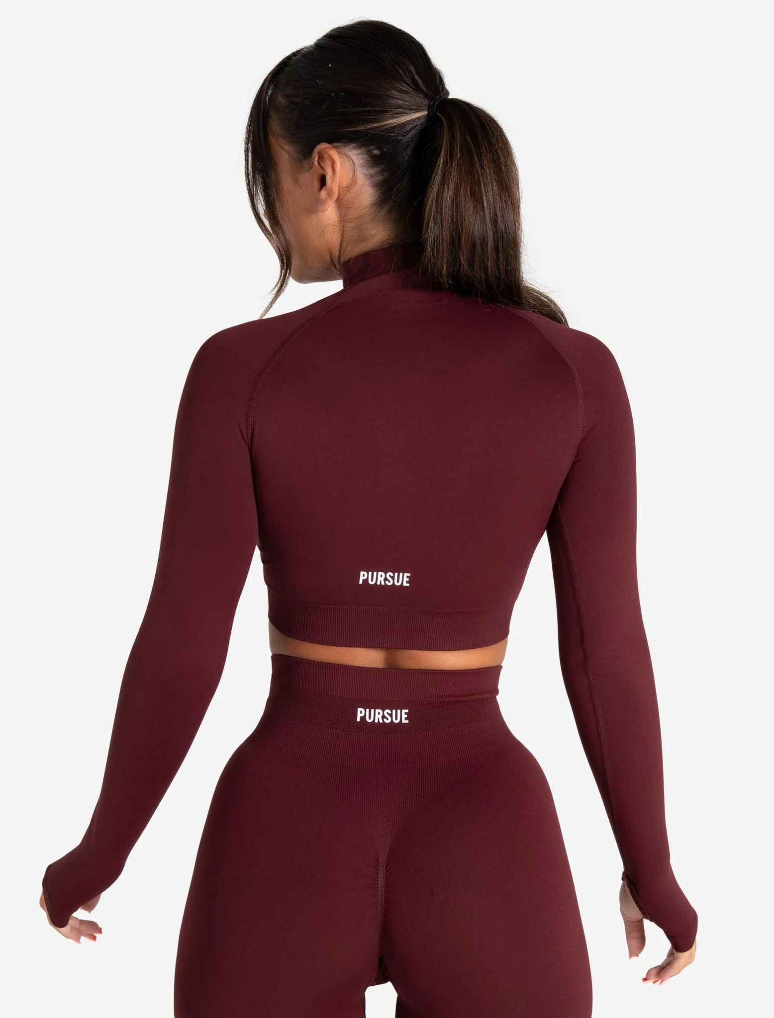 Scrunch Seamless Crop 1/2 Zip - Dark Cherry - Image 2