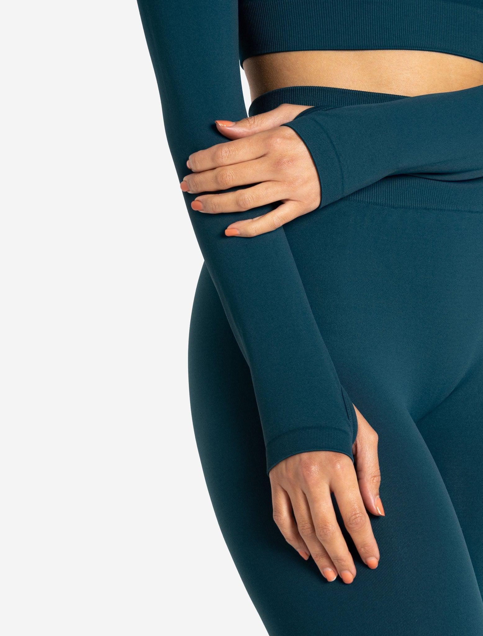 Scrunch Seamless Crop 1/2 Zip - Dark Teal - Image 6