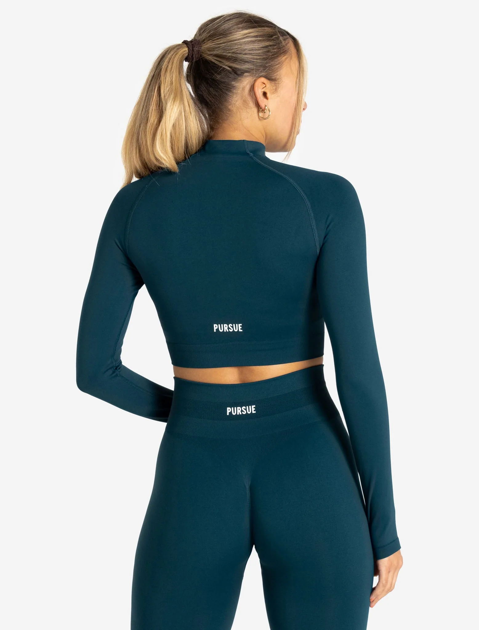 Scrunch Seamless Crop 1/2 Zip - Dark Teal - Image 7