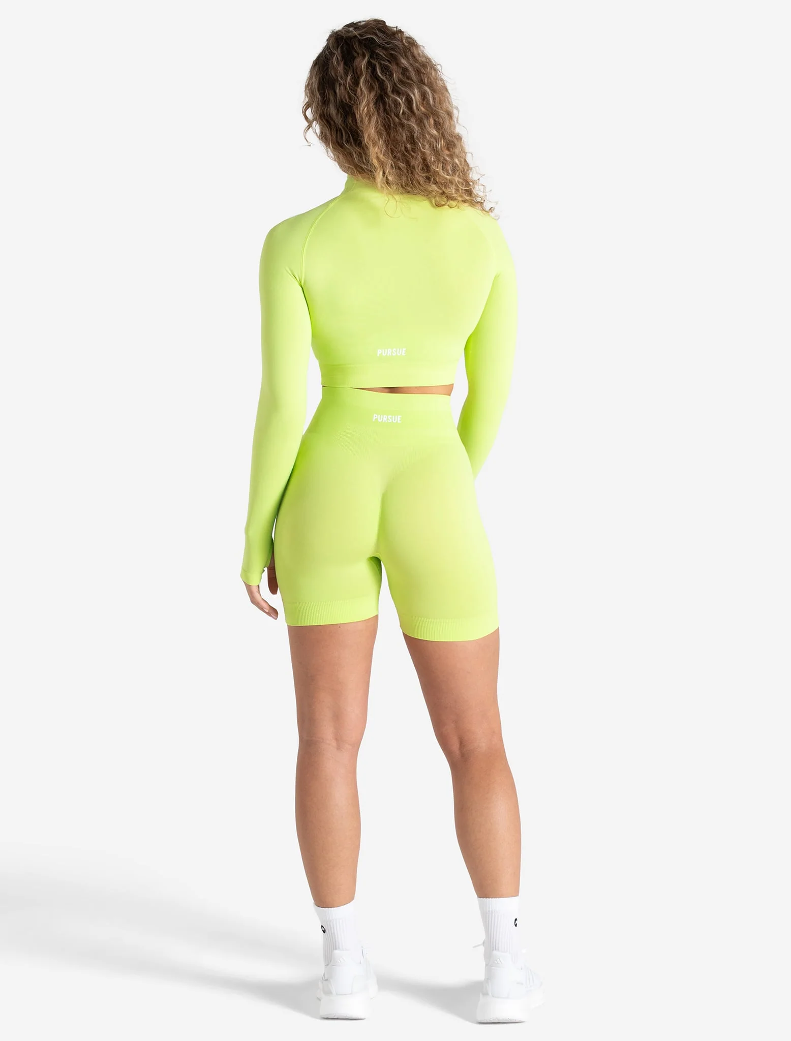 Scrunch Seamless Crop 1/2 Zip - Lime Zest - Image 6
