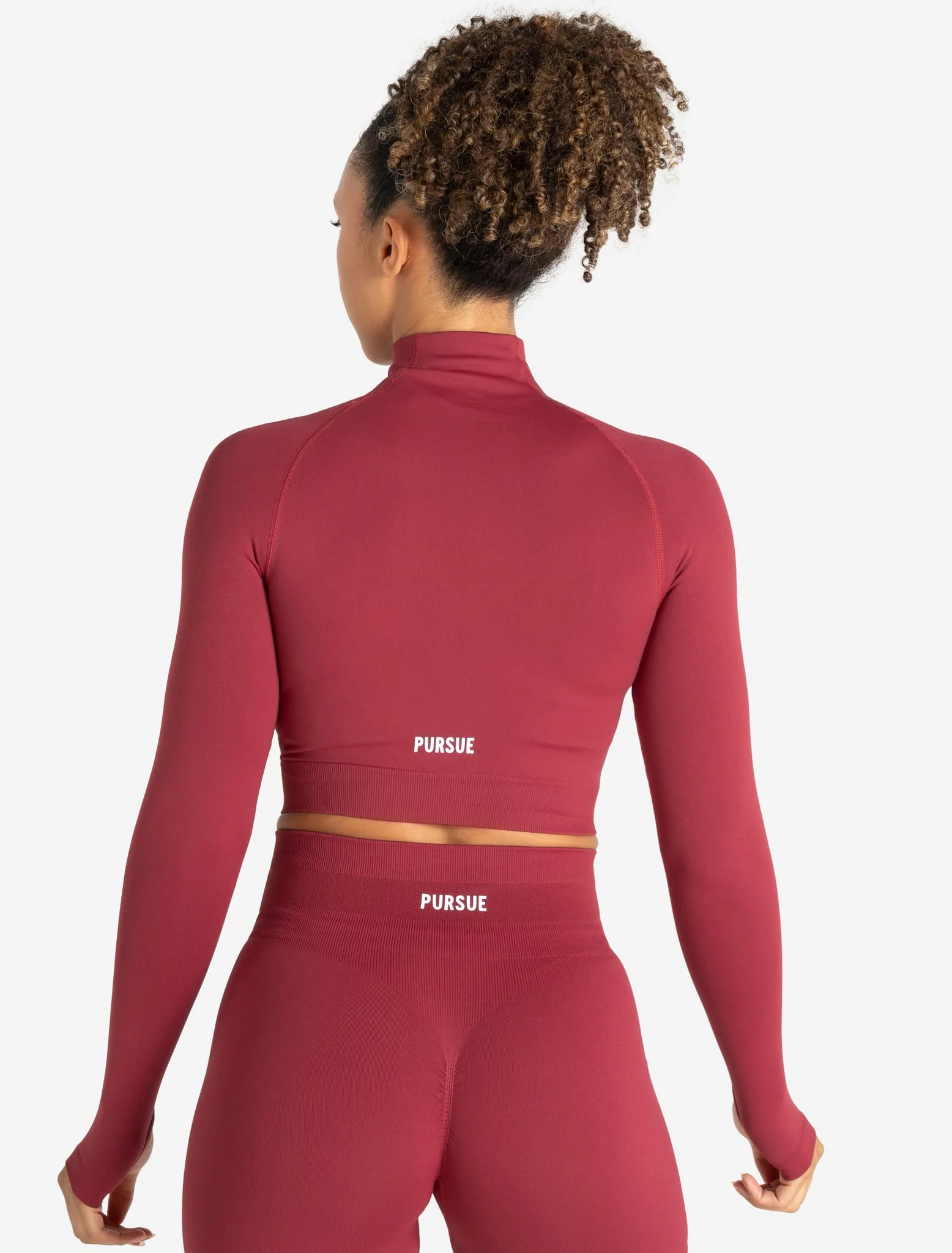 Scrunch Seamless Crop 1/2 Zip - Raspberry - Image 2