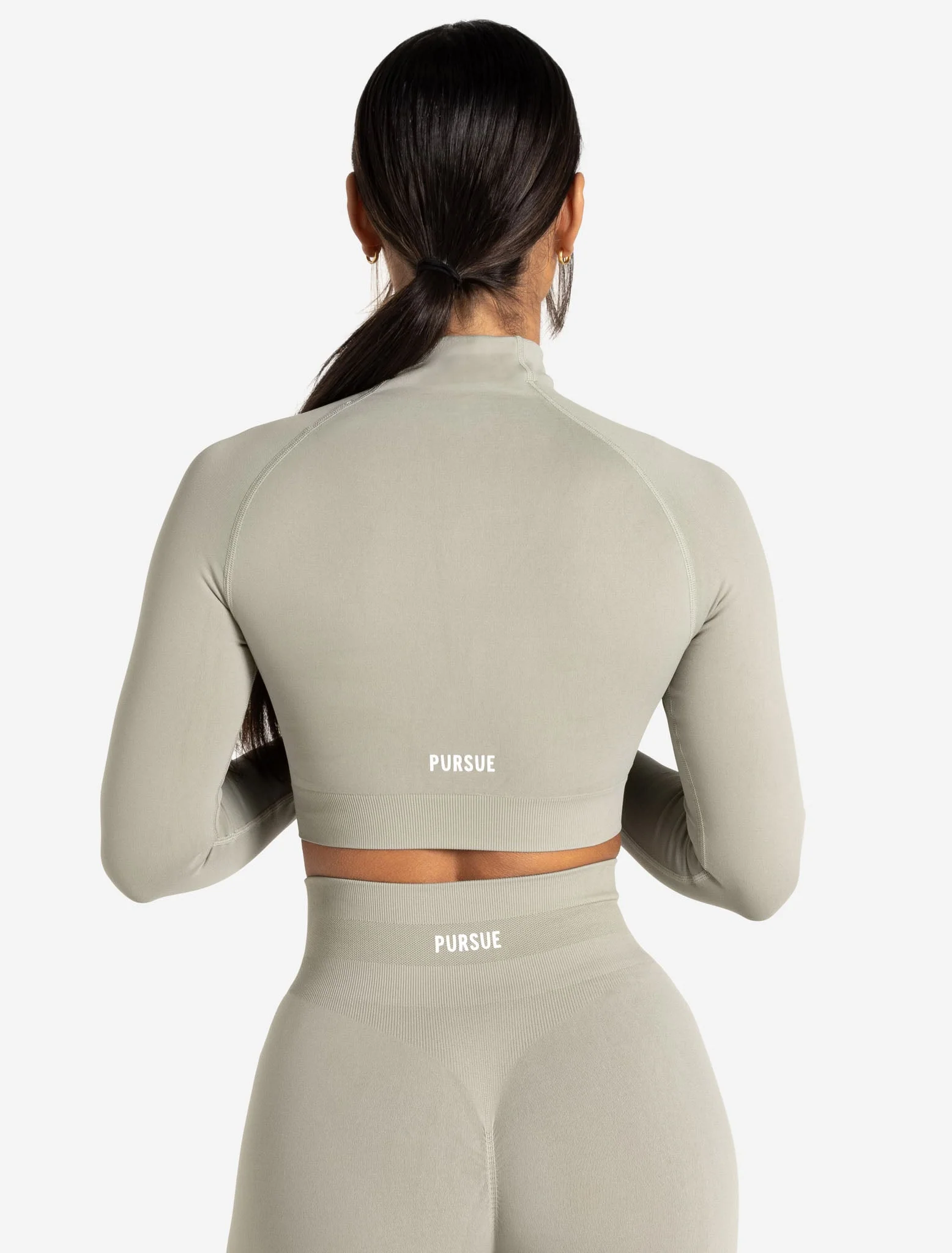 Scrunch Seamless Crop 1/2 Zip - Sage - Image 3