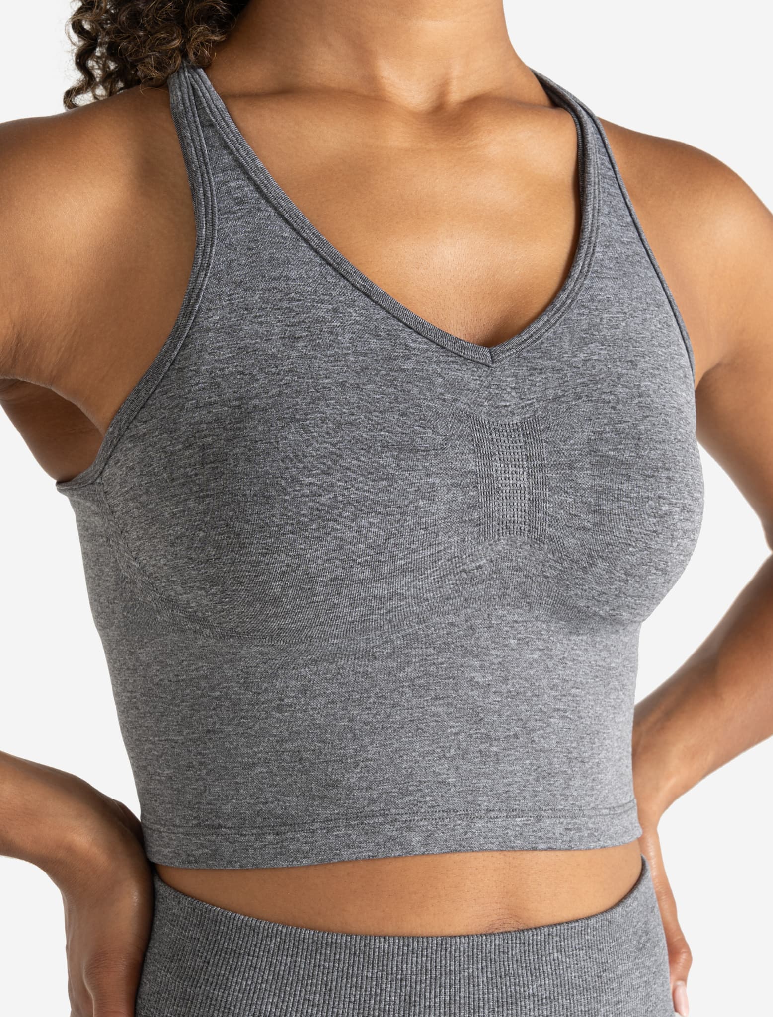 Training Seamless Crop Vest - Grey Marl - Image 3
